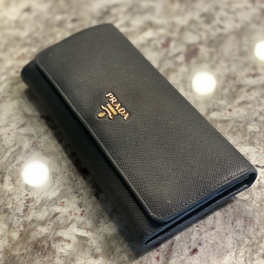 Prada Large Black Saffiano Leather Wallet